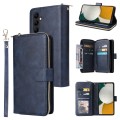 For Samsung Galaxy A34 9 Card Slots Zipper Wallet Bag Leather Phone Case(Blue)