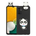 For Samsung Galaxy A14 5G 3D Lying Cartoon TPU Shockproof Phone Case(Panda with Blue Bow)