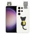 For Samsung Galaxy S23 Ultra 5G 3D Lying Cartoon TPU Shockproof Phone Case(Little Black Cat)