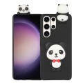For Samsung Galaxy S23 Ultra 5G 3D Lying Cartoon TPU Shockproof Phone Case(Panda with Red Bow)