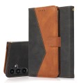For Samsung Galaxy A05s Dual-color Stitching Leather Phone Case(Black Brown)
