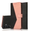 For Samsung Galaxy A05s Dual-color Stitching Leather Phone Case(Black Rose Gold)
