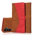 For Samsung Galaxy A05s Dual-color Stitching Leather Phone Case(Brown Red)