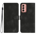 For Samsung Galaxy M13 India/F13 Heart Pattern Skin Feel Leather Phone Case(Black)