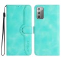 For Samsung Galaxy Note20 Heart Pattern Skin Feel Leather Phone Case(Light Blue)