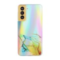 For Samsung Galaxy S23 FE 5G Laser Marble Pattern Clear TPU Protective Phone Case(Yellow)