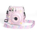 For FUJIFILM instax mini 12 Crystal Hard Acrylic Camera Case with Shoulder Strap(DIY Pink Graffiti)
