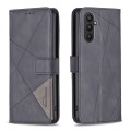 For Samsung Galaxy A24 4G Magnetic Buckle Rhombus Texture Leather Phone Case(Black)
