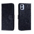 For Samsung Galaxy A04e Lace Flower Embossing Flip Leather Phone Case(Dark Blue)