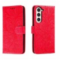 For Samsung Galaxy S23+ 5G Lace Flower Embossing Flip Leather Phone Case(Red)
