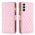 For Samsung Galaxy M14 5G Diamond Lattice Zipper Wallet Leather Flip Phone Case(Pink)