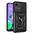 For Motorola Moto G72 Sliding Camera Cover Design TPU+PC Phone Case(Black)