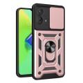 For Motorola Moto G73 5G Sliding Camera Cover Design TPU+PC Phone Case(Rose Gold)