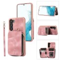For Samsung Galaxy S23 5G Zipper Card Bag Back Cover Phone Case(Pink)