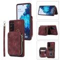 For Samsung Galaxy S20 FE Zipper Card Bag Back Cover Phone Case(Wine Red)