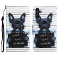 For Samsung Galaxy A24 4G Colored Drawing Leather Phone Case(Black Dog)