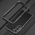 For Samsung Galaxy S23+ 5G Aurora Series Lens Protector + Metal Frame Phone Case(Black Silver)