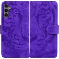 For Samsung Galaxy A24 4G Tiger Embossing Pattern Flip Leather Phone Case(Purple)