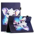For Samsung Galaxy Tab A 10.1 2019 T510/T515 Coloured Drawing Stitching Leather Tablet Case(Elephant