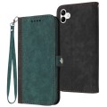 For Samsung Galaxy A04 / A04e Side Buckle Double Fold Hand Strap Leather Phone Case(Dark Green)