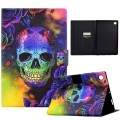 For Samsung Galaxy Tab A8 10.5 X205 / X200 Coloured Drawing Smart Leather Tablet Case(Skull)