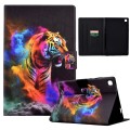 For Samsung Galaxy Tab S6 Lite P610 Coloured Drawing Smart Leather Tablet Case(Tiger)