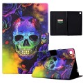 For Samsung Galaxy Tab S6 Lite P610 Coloured Drawing Smart Leather Tablet Case(Skull)