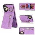 For Samsung Galaxy A13 4G / 5G Retro Ring and Zipper RFID Card Slot Phone Case(Purple)