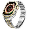 Metal Integrated Watch Protective Case For Apple Watch Series SE 2&6&SE&5&4 44mm(Silver Gold)