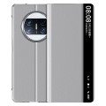 For Huawei Mate X3 Plain Magnetic Phone Case with Smart View Window & Holder(Grey)