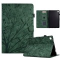 For Samsung Galaxy Tab A7 2020 Fortune Tree Pressure Flower PU Tablet Case with Wake-up / Sleep Func