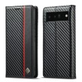 For Google Pixel 7a LC.IMEEKE Carbon Fiber Leather Phone Case(Vertical Black)