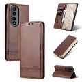 For Honor 90 AZNS Magnetic Calf Texture Flip Leather Phone Case(Dark Brown)