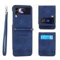 For Samsung Galaxy Z Flip4 5G Dierfeng Dream Line TPU + PU Leather Phone Case(Blue)