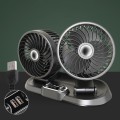 F622U Car Creative Folding Rotatable Double Head Electric Cooling Fan with Dual USB Charging Port, S