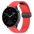 For Amazfit GTR Mini Magnetic Fold Clasp Black Buckle Silicone Watch Band(Red)
