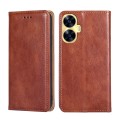 For Realme C55 4G Gloss Oil Solid Color Magnetic Leather Phone Case(Brown)