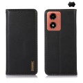 For Motorola Moto G04 / G24 KHAZNEH Nappa Top Layer Cowhide Leather Phone Case(Black)