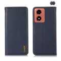 For Motorola Moto G04 / G24 KHAZNEH Nappa Top Layer Cowhide Leather Phone Case(Blue)