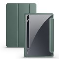 For Samsung Galaxy Tab S8 Ultra Acrylic 3-folding Smart Leather Tablet Case(Deep Green)
