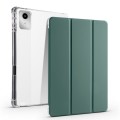 For Lenovo Tab M11 / Xiaoxin Pad 11 2024 3-fold Clear TPU Leather Tablet Case with Pen Slot(Deep Gre