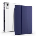For Lenovo Tab M11 / Xiaoxin Pad 11 2024 3-fold Clear TPU Leather Tablet Case with Pen Slot(Dark Blu