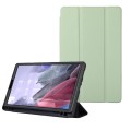 For Samsung Galaxy Tab A7 Lite Solid Color 3-folding Leather Tablet Case(Matcha Green)