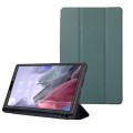 For Samsung Galaxy Tab A7 Lite Solid Color 3-folding Leather Tablet Case(Dark Green)