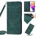 For Samsung Galaxy A50 / A30s / A50s Skin Feel Stripe Pattern Leather Phone Case with Lanyard(Green)