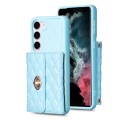For Samsung Galaxy S23 5G Horizontal Metal Buckle Wallet Rhombic Leather Phone Case(Blue)
