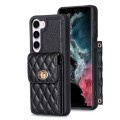 For Samsung Galaxy S23 5G Vertical Metal Buckle Wallet Rhombic Leather Phone Case(Black)