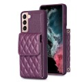 For Samsung Galaxy S21 5G Vertical Wallet Rhombic Leather Phone Case(Dark Purple)