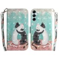 For Samsung Galaxy M14 3D Colored Horizontal Flip Leather Phone Case(Black White Cat)