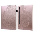 For Samsung Galaxy Tab S9 / S9 FE Peacock Embossed Pattern Leather Tablet Case(Rose Gold)